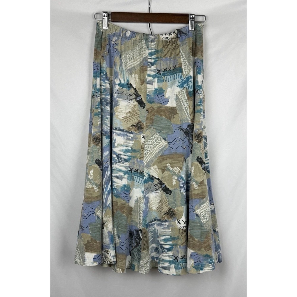 VTG Kay Silver Abstract Art to Wear Shirt(L) Skirt(M) Set Pastel Brushstroke 80s - Picture 4 of 14